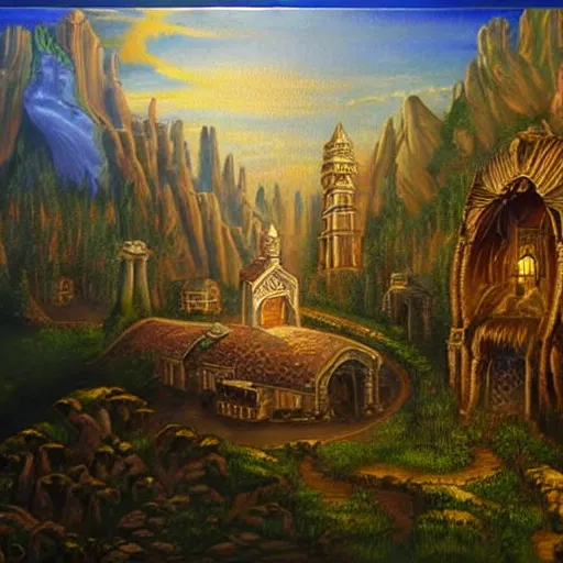 Prompt: Avalon from arturian legend, oil painting, highly detailed, fantasy art