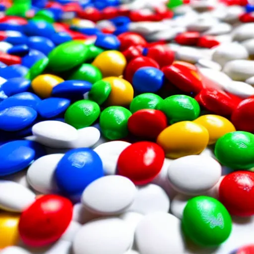 Image similar to An M&Ms sorting factory, photorealistic render, 8K, highly detailed