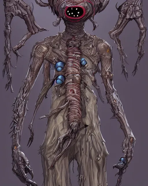 Image similar to a cultist / knight with multiple buglike eyes, too many arms / hands, and cancerous, rotting skin in the style of studio ghibli in the style of junji ito trending on artstation deviantart pinterest furaffinity detailed realistic hd 8 k high resolution