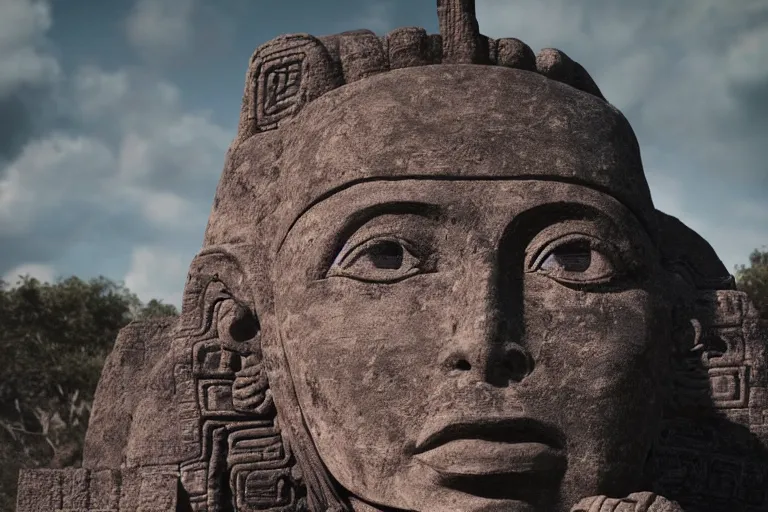 Prompt: elon musk as a beautiful mayan sculpture, statue, dramatic lighting, 4 k, octane,