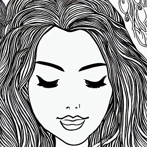 Prompt: sleeping beauty, face close up, coloring book