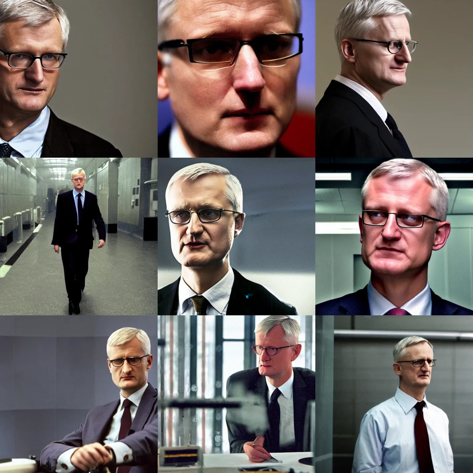 Prompt: A still of Carl Bildt in The Matrix