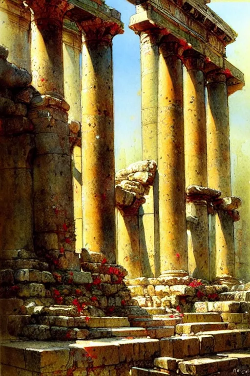 Image similar to ( ( ( ( ( roman temple. saturated colors ) ) ) ) ) by jean - baptiste monge!!!!!!!!!!!!!!!!!!!!!!!!!!!!!!