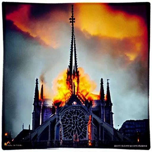 Image similar to “minions laughing as the Notre dame burns behind them”