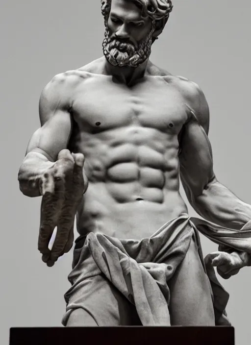 Image similar to Michelangelo's statue of Pewdiepie, highly detailed, 8k