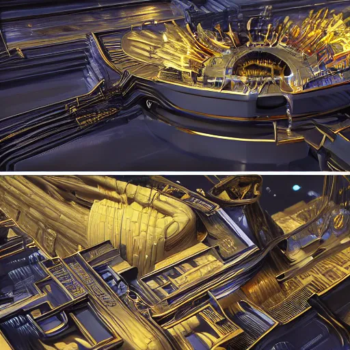 Image similar to sci-fi motherboard structure on the coronation of napoleon painting and digital billboard in the middle, unreal engine 5, keyshot, octane, artstation trending, ultra high detail, ultra realistic, cinematic, 8k, 16k, in style of zaha hadid, in style of nanospace Michael Menzelincev, in style of Lee SOUDER, colors in style of the Blade Runner 2049, in plastic, dark, tilt shift,