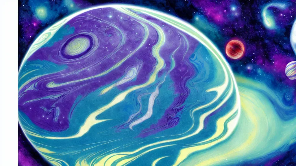 Image similar to planet, by charlie bowater, paper - marbling, hydro - dipping, diffraction grading