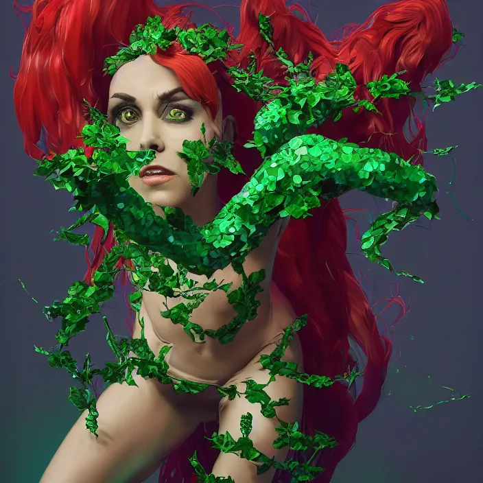 Image similar to portrait of Melanie C as a Poison Ivy in Batman & Robin 1997. intricate artwork. by Tooth Wu, wlop, beeple, dan mumford. octane render, trending on artstation, greg rutkowski very coherent symmetrical artwork. cinematic, hyper realism, high detail, octane render, 8k