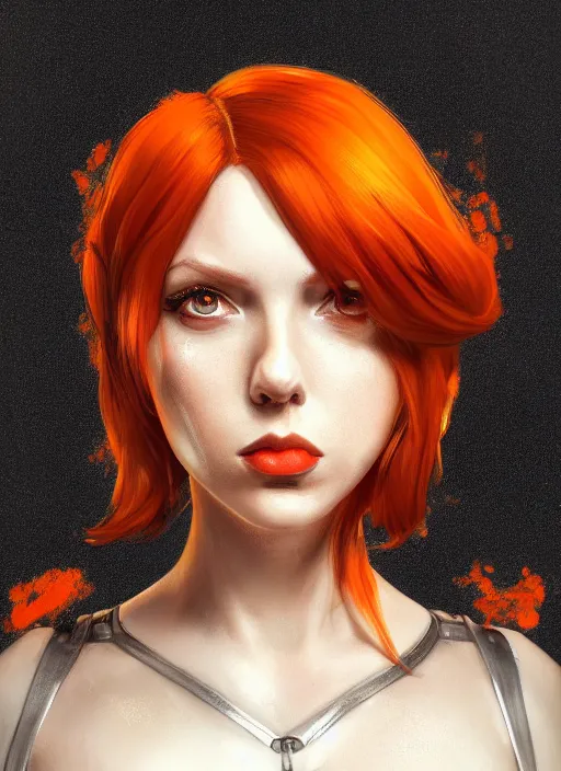 Image similar to biohazard portrait of black widow orange hair girl bioshock, au naturel, hyper detailed, digital art, trending in artstation, cinematic lighting, studio quality, smooth render, unreal engine 5 rendered, octane rendered, art style by klimt and nixeu and ian sprigger and wlop and krenz cushart