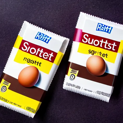 Image similar to Ritter Sport chocolate with egg flavour, product shot, photo