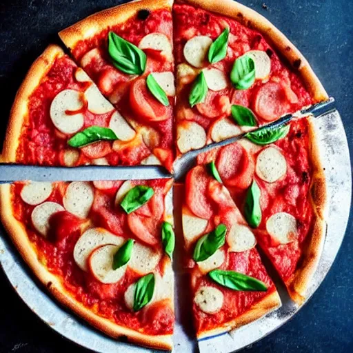 Image similar to pizza made from watermelon with a watermelon-like crust