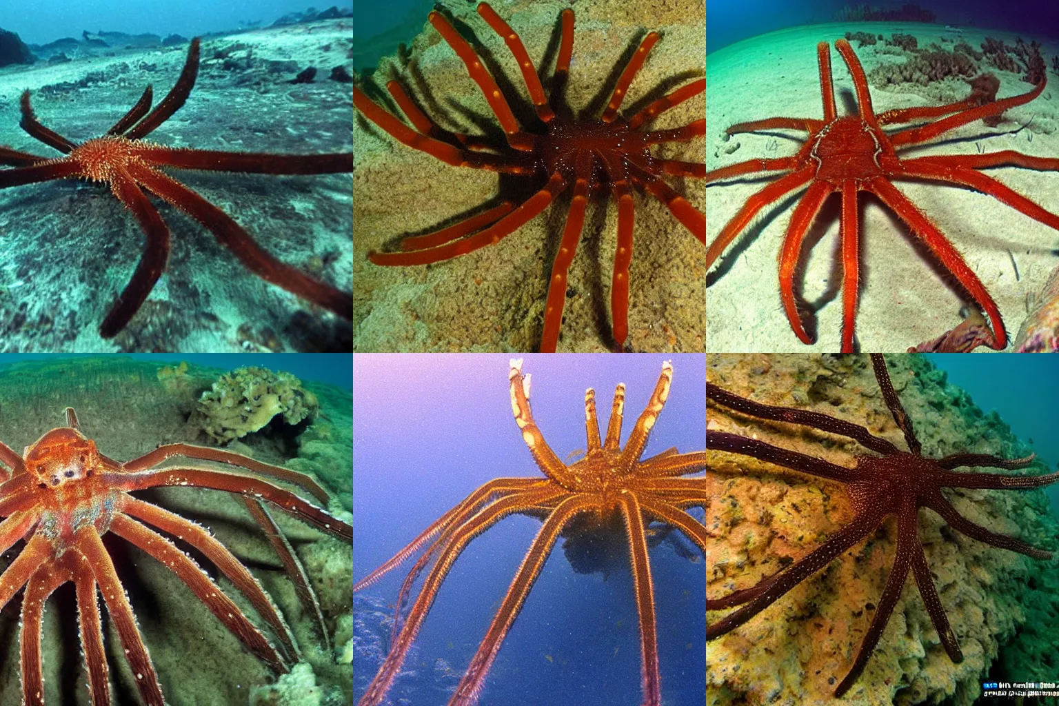 Prompt: underwater ocean footage of giant sea spider