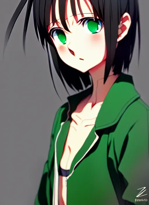 Image similar to anime portrait seu madruga, el chavo, dark hair, red eyes, wearing green jacket, ilya kuvshinov, anime, pixiv top monthly, trending on artstation, cinematic, danbooru, zerochan art, kyoto animation