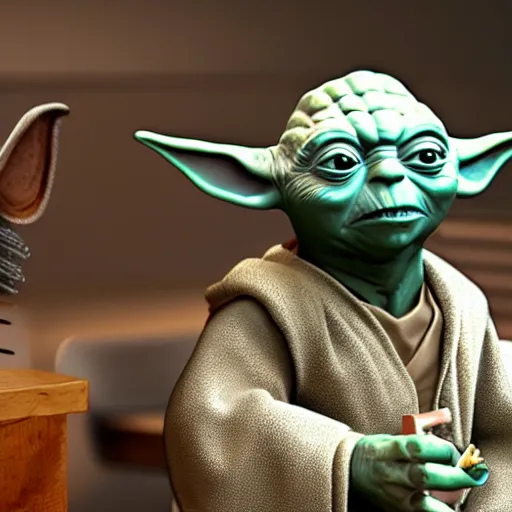 Prompt: yoda at the barbershop, highly detailed, unreal render, 4k hdr