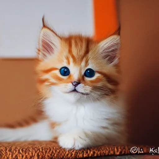 Image similar to cute fluffy orange tabby kitten, studio lightning