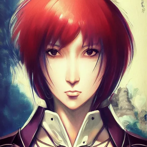 Image similar to portrait of motoko kusanagi, baroque style, elegant, beautiful, mesmerizing, concept art, highly detailed, artstation, behance, deviantart, inspired by innocent manga, inspired by castlevania concept art, trending, ayami kojima, shinichi sakamoto