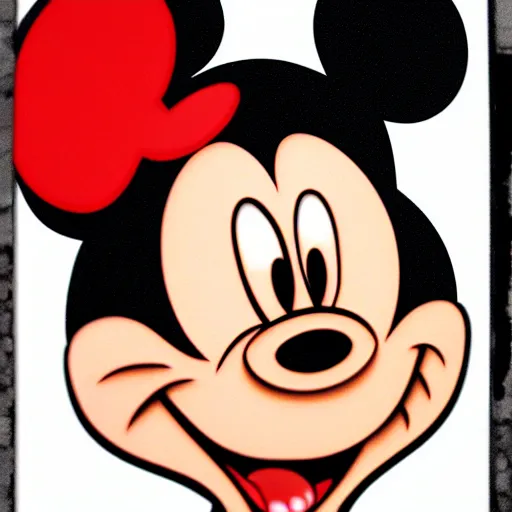 Image similar to mug shots photograph of mickey mouse, photorealistic