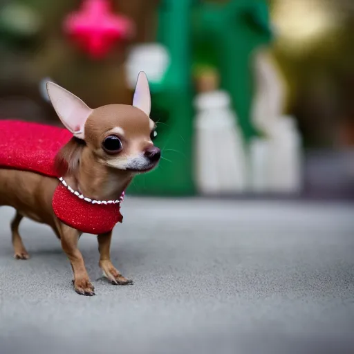 Image similar to photo of mini brown chihuahua in a bowser costume. Post processing , award winning , masterpiece , photo realistic