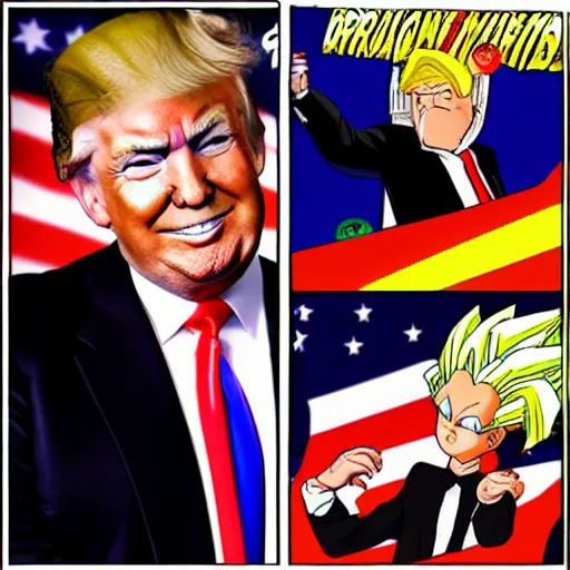 Prompt: Donald Trump in the style of Dragon Ball Z