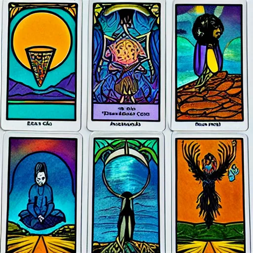 Image similar to alternative tarot cards that stimulate active imagination to enable deeper introspection in the style of erin hanson