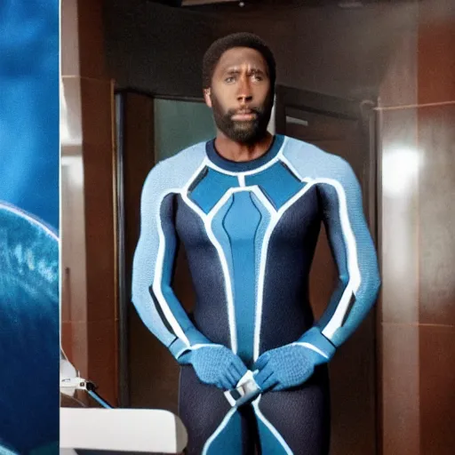 Prompt: john david washington dressed as reed richards from fantastic four movie, he is stretching his body like reed richards, the incredible shape shifting genius leader of the fantastic four, hyperreal - h 6 4 0