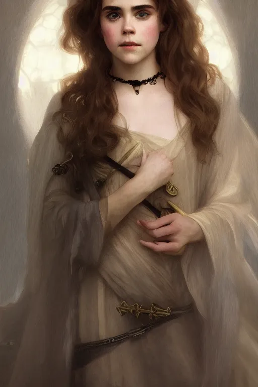 Prompt: portrait kiernan shipka as a princess by rutkowski, mucha, jurgens, bouguereau, highly detailed, digital painting, artstation, concept art, sharp focus, illustration, gothic, moody, wistful