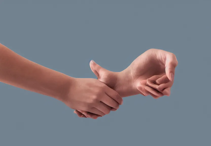 Prompt: two hands holding hands, ultra realistic, volumetric lighting, advertising photography, 8K UHD
