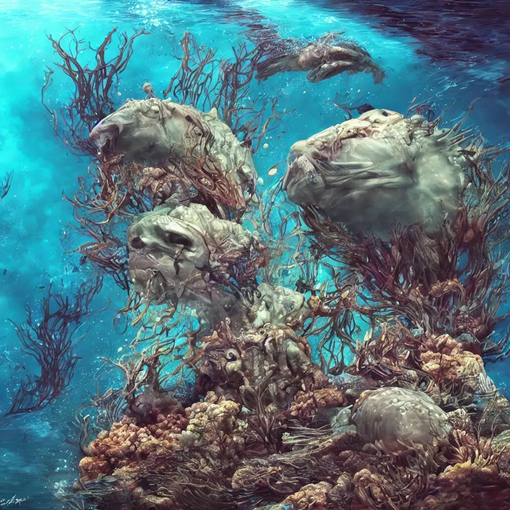 Prompt: deep underwater creatures, hd, photorealistic