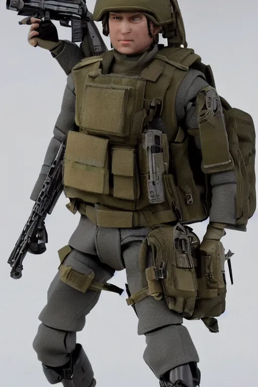 Image similar to 8 k high definition, 1 9 8 0 hasbro style action figure, full body, highly detailed, tactical gear, military, photorealistic