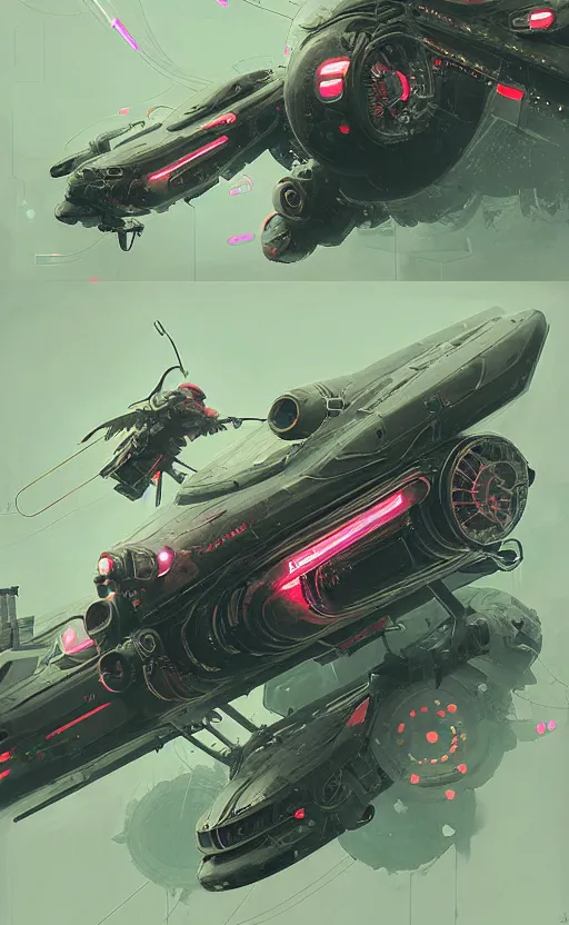 Prompt: detailed aptera vehicle, neon operator, cyberpunk futuristic neon, decorated with traditional japanese ornaments by ismail inceoglu dragan bibin hans thoma greg rutkowski alexandros pyromallis nekro rene maritte illustrated, perfect, fine details, realistic shaded