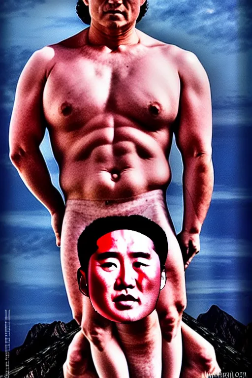 Prompt: hyperrealism billy herrington as north korean kim chen photography in style of alejandro jodorowsky and giger and araki nobuyoshi