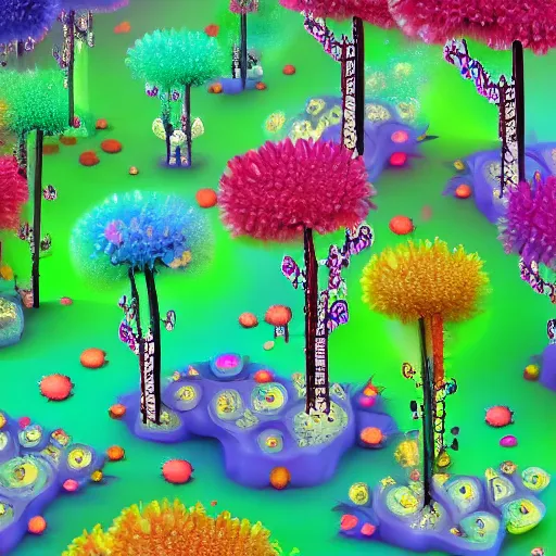 Image similar to colorful, flowery enchanted forest being torn apart by nanobots, by justin totemical, fantasy