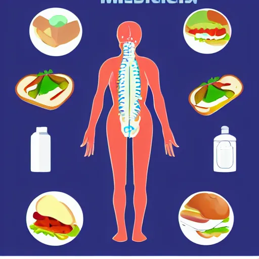 Image similar to medical diagram about a human eating a sandwich