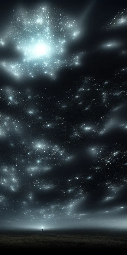 Prompt: a pitch black sky, with some constellations visible, matte painting, concept art, 4 k