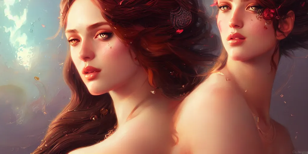Prompt: portrait of a seductive aphrodite, detailed intricate illustration, detailed illustration, hd, 4 k, digital art, overdetailed art, by greg rutkowski, by loish, complementing colors, trending on artstation, deviantart