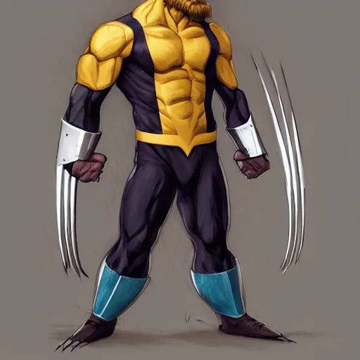 Prompt: Old Wolverine wearing saiyan armor by Mandy Jurgens