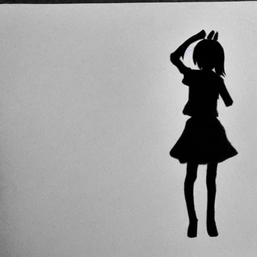 Prompt: drawing of the shadow silhouette of anime girl