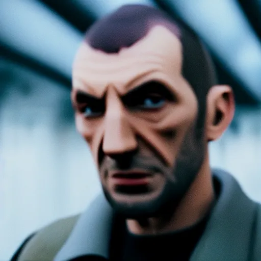 Prompt: film still of Niko Bellic, sigma 85mm f/1.4, 4k, depth of field, high resolution, 4k, 8k, hd, full color