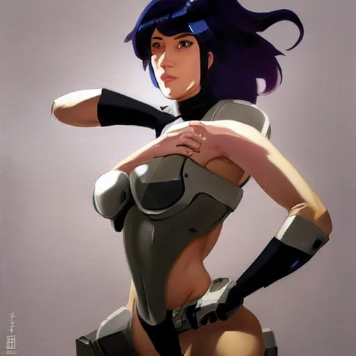 Prompt: greg manchess portrait painting of invisible armored motoko kusanagi as overwatch character, medium shot, asymmetrical, profile picture, organic painting, sunny day, matte painting, bold shapes, hard edges, street art, trending on artstation, by huang guangjian, gil elvgren, ruan jia, greg rutkowski, gaston bussiere