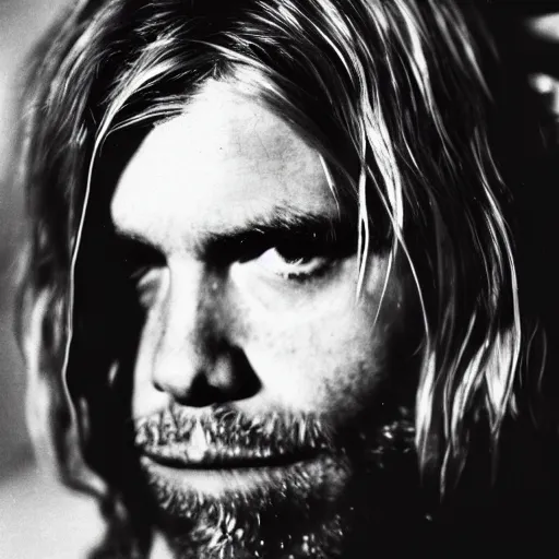 Prompt: Obama photographed like Kurt Cobain singer songwriter Nirvana, a photo by Kurt Cobain, ultrafine detail, chiaroscuro, private press, associated press photo, angelic photograph, masterpiece