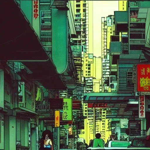 Prompt: a street in singapore, by satoshi kon