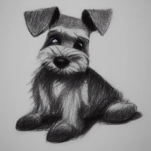 Image similar to milt kahl pencil sketch of happy mini schnauzer