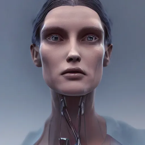 Prompt: photographic stil of beautiful model, a human robot woman, beautiful artificial body with artificial bones and artificial flesh, westworld style, medium - shot, insanely detailed, photorealistic, beautiful soft light, octane render, by annie leibowtiz