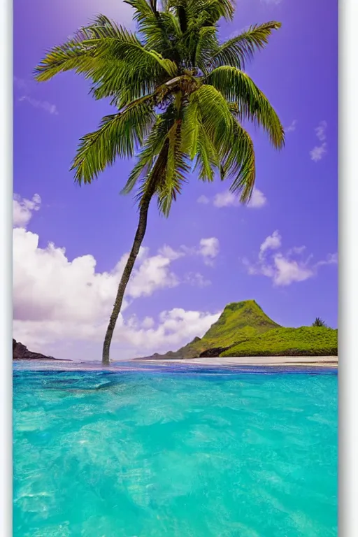 Image similar to beckoning palms lean over crystal clear water turquoise beautiful day hawaiian beach summer style by scott westmoreland