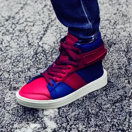 Image similar to close up photo of new sneakers design by vogue, high quality product photo