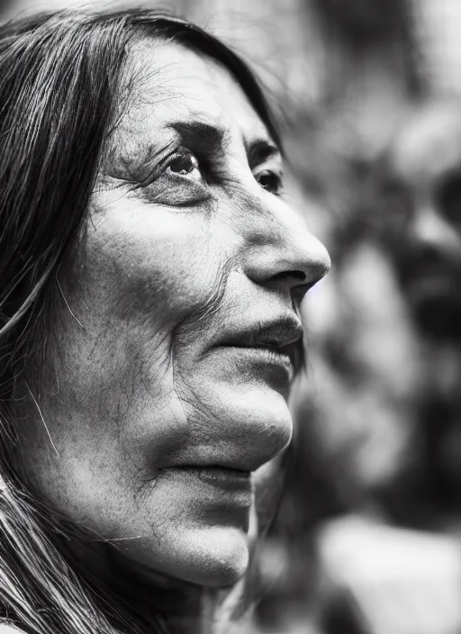 Prompt: close up portrait of beautiful Italian woman, candid street portrait award winning