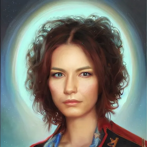 Prompt: portrait of an american woman ( 3 5 ) from the united states of america in 2 0 2 1, an oil painting by ross tran and thomas kincade