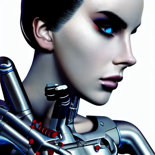 Image similar to young lady cyborg like lana del ray, bioorganic concept, beautiful face, full body, photorealistic