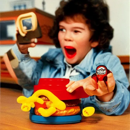 Prompt: The Thing (1982) McDonald's Happy Meal toy, 1980s product photography