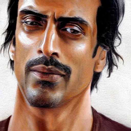 Image similar to portrait of arjun rampal, 1 0 0 mm, realistic